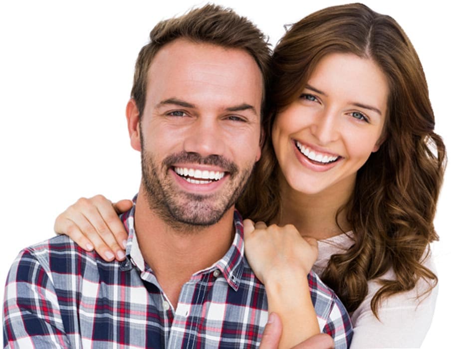 A couple smiling confidently together